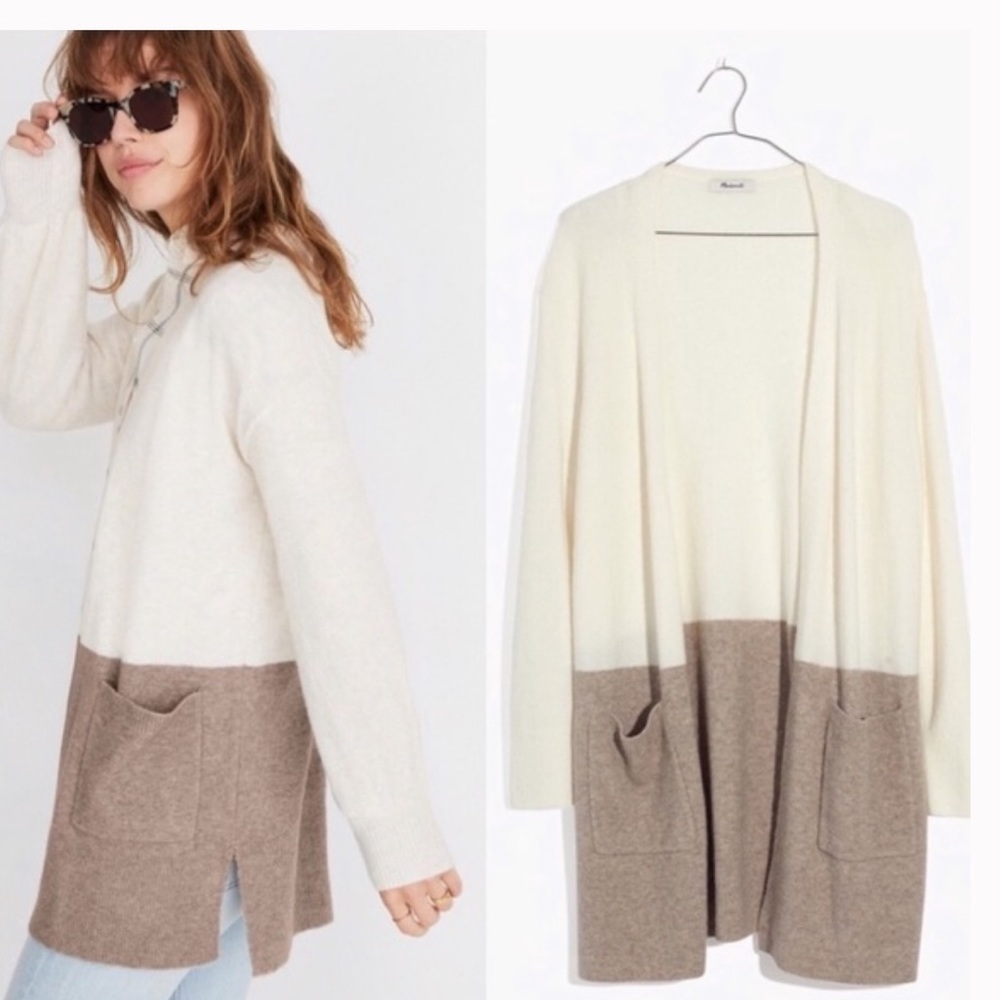 Madewell colorblock long open cardigan